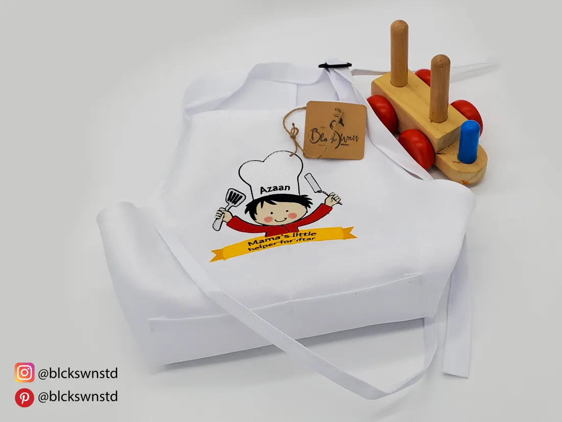 Little Chef Kids Apron: embroidered kids apron + hat by BlackSwan
