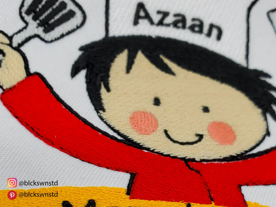 Personalized kids apron embroidered with a child's name