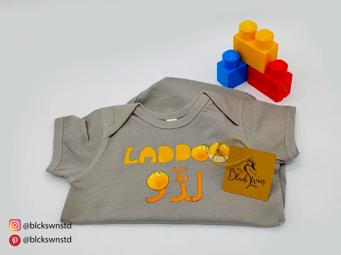 Laddoo Onesie: embroidered baby onesie by BlackSwan